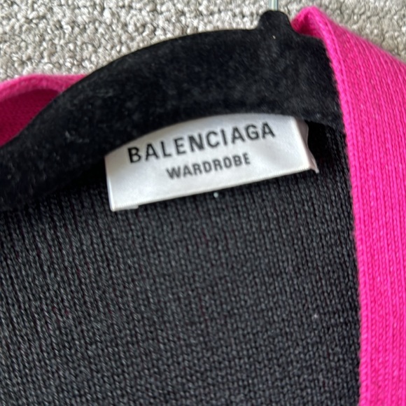 Hot Pink Balenciaga Logo Knit Cardigan - Picture 2 of 5